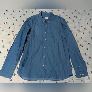 Men's Sezane Octobre-editions Blue Button Down Long Sleeves Charlie Shirt, XXL